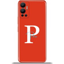 Cupcase Infinix Hot 12 Kılıf Silikon Esnek Kamera Koruma Kişiye Özel Isim Harf Zao Kırmızı - P