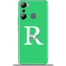 Cupcase Infinix Hot 20I Kılıf Silikon Esnek Kamera Koruma Kişiye Özel Isim Harf Zao Yeşil - R