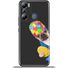 Cupcase Infinix Hot 20I Kılıf Esnek Silikon Kamera Koruma 4K Desenli Özel Tasarım - Beauty Pug