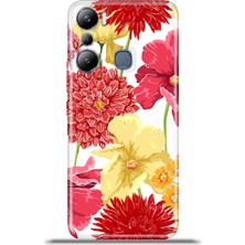 Cupcase Infinix Hot 20I Kılıf Esnek Silikon Kamera Koruma 4K Desenli Özel Tasarım - Krizantem