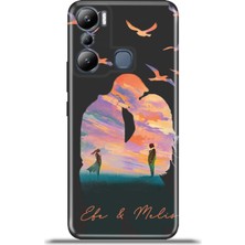 Cupcase Infinix Hot 20I Kılıf Silikon Esnek Kamera Koruma Kişiye Özel Isim - Sevgili Çift