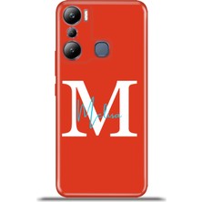 Cupcase Infinix Hot 20I Kılıf Silikon Esnek Kamera Koruma Kişiye Özel Isim Harf Zao Kırmızı - M