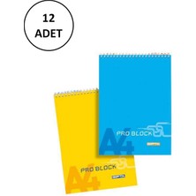 Gıpta A4 Bloknot Pro Block Spiralli Karton Kapak Kareli 40 Yaprak 12 Adet