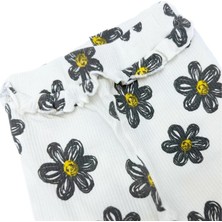 VİTASTORETR Çiçekli Beyaz Fitilli Sweat Tayt Ikili Takım