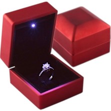 Seltar Home Goods Işıklı Sert Kapaklı Kırmızı Yüzük Kutusu Evlilik Teklifi Özel Kutu