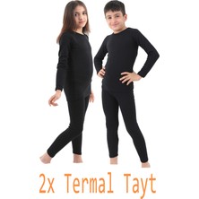 KonForYou 2'li Unisex Pamuklu Termal Çocuk Tayt |şardonlu Termal Içlik