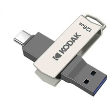 Kodak 128Gb.K273 Type-C ve USB 3.2 Type-C Girişli Tüm Cihazlara İphone 15 Serisine Uygun Yüksek Hızlı Usb Otg Flash Bellek Çift Giriş Metal Sağlam Orjinal