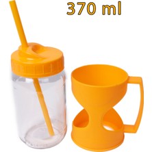 Apiko Shop Pipetli Cam Suluk ,renkli Pipetli Bardak (370 Ml)