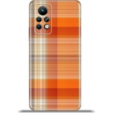 Cupcase Infinix Note 11 Pro Kılıf Esnek Silikon Kamera Koruma 4K Desenli Özel Tasarım - Turuncu Ekose