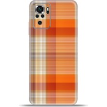Cupcase Xiaomi Poco M5S Kılıf Esnek Silikon Kamera Koruma 4K Desenli Özel Tasarım - Turuncu Ekose