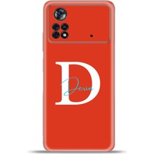 Cupcase Xiaomi Poco X4 Pro Kılıf Silikon Esnek Kamera Koruma Kişiye Özel Isim Harf Zao Kırmızı - D