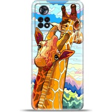 Cupcase Xiaomi Poco X4 Pro Kılıf Esnek Silikon Kamera Koruma 4K Desenli Özel Tasarım - Giraffe Body
