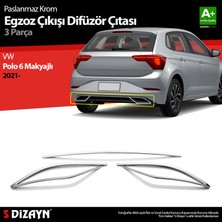 S-Dizayn VW Polo 6 HB Makyajlı Krom Egzoz Çıkışı Difüzör 3 Prç. 2021 Üzeri