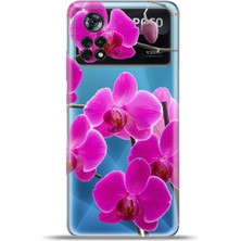 Cupcase Xiaomi Poco X4 Pro Kılıf Esnek Silikon Kamera Koruma 4K Desenli Özel Tasarım - Mor Orkide