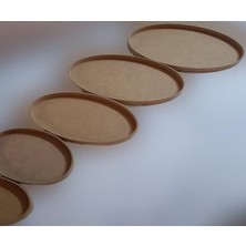 Bengi Ticaret Hobi Adn Dekoratif Oval Tepsi Pano 5 Adet Cnc Kesim Ahşap Mdf Ham El Yapım
