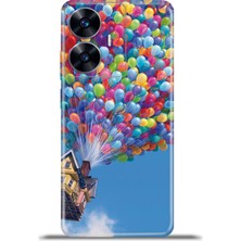 Cupcase Realme C55 Kılıf Esnek Silikon Kamera Koruma 4K Desenli Özel Tasarım - Balonlu Ev