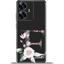 Cupcase Realme C55 Kılıf Esnek Silikon Kamera Koruma Kişiye Özel Harfler Flora - E Harfi