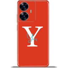 Cupcase Realme C55 Kılıf Silikon Esnek Kamera Koruma Kişiye Özel Isim Harf Zao Kırmızı - Y
