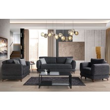 Eymense Rodos Çekyatlı Koltuk Takımı Antrasit 3+3+1+1