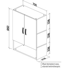 ÇAMAŞIR MAKİNASI ÜST BANYO DOLABI -MDF- ÇİFT KAPAKLI KULPLU mo1
