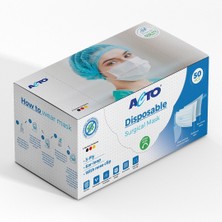 Acto Acto® Surgıcal Mask | Koruyucu Maske Meltblown Kumaş, Filtreli, Burun Klipsli, 3 Katlı, Beyaz