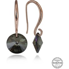 Gumush Swarovski Crystal Taşlı Gümüş Yeşil Taşlı Yuvarlak Sallantılı Kadın Küpe