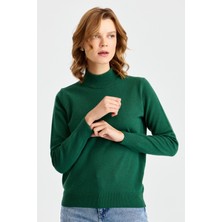 Desen Triko Kadın Yarım Balıkçı Yaka Klasik Bluz Ö.başı