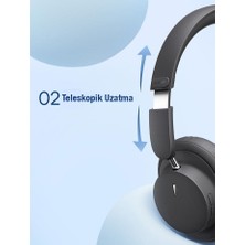 Baseus BT5.3V Premium Mikrofonlu Gürültü Engelleyici Kulaküstü Bluetooth Kulaklık, 40MM Polimer Diyafram