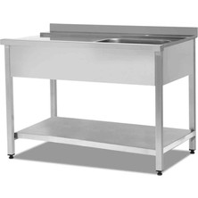 Empero EMP.BYG.75150-1EC-L Bulaşık Makinesi Giriş Tezgahı Tek Evyeli Taban Raflı (Sol)