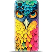 Cupcase Xiaomi Redmi 10 2022 Kılıf Esnek Silikon Kamera Koruma 4K Desenli Özel Tasarım - Renkli Baykuş