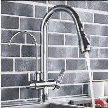 İsaoğlu Yapı Arıtmalı Mutfak Bataryası Spiralli Uzayan Sistem Evye Musluğu Arıtmalı Spiralli Batarya