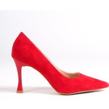Mubiano Hakiki Deri MB970-KR Kadın İnce 9 cm Topuklu Kırmızı Süet Stiletto & Topuklu Ayakkabı