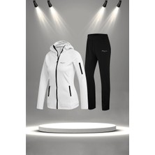 Poseidon Storm Battal Beden Kadın Beyaz Supra Penye Kumaş Rahat  Eşofman Takımı  (4XL-10XL)