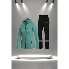 Poseidon Storm Büyük Beden Kadın Su Yeşili Supra Penye Kumaş Rahat ve Şık Eşofman Takımı  (4XL-10XL)