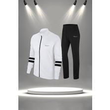 Poseidon Storm Büyük Beden Kadın Beyaz Supra Penye Nefes Alabilen Kumaş Şık Eşofman Takımı (4XL-10XL)