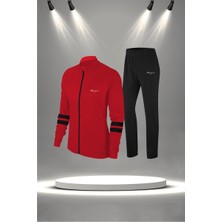 Poseidon Storm Battal Beden Kadın Kırmızı Supra Penye Kumaş Yürüyüş Takımı  (4XL-10XL)