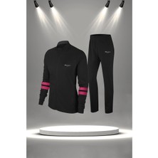 Poseidon Storm Büyük Beden Kadın Siyah Supra Penye Kumaş Özel Tasarım Eşofman Takımı  (4XL-10XL)