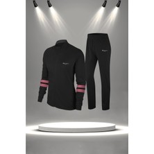 Poseidon Storm Büyük Beden Kadın Siyah Supra Penye Kumaş Rahat Kesim Eşofman Takımı (4XL-10XL)