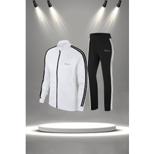 Poseidon Storm Büyük Beden Kadın Beyaz Supra Penye Nefes Alabilen Kumaş Şık Eşofman Takımı  (4XL-10XL)