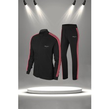 Poseidon Storm Büyük Beden Kadın Siyah Supra Penye Kumaş Yürüyüş ve Koşu Için Eşofman Takımı (4XL-10XL)