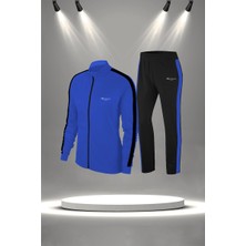 Poseidon Storm Büyük Beden Kadın Mavi Supra Penye Kumaş Sporcu Günlük Koşu Seti  (4XL-10XL)