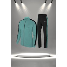 Poseidon Storm Büyük Beden Kadın Su Yeşili  Supra Penye Kumaş Konforlu Ter Tutmaz Eşofman Takımı (4XL-10XL)