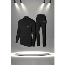 Poseidon Storm Büyük Beden Kadın Siyah Supra Penye Kumaş Eşofman Takımı Seti  (4XL-10XL)