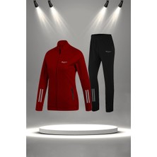 Poseidon Storm Büyük Beden Kadın Bordo Supra Penye Kumaş Rahat Yürüyüş ve Koşu Sporcu Seti  (4XL-10XL)