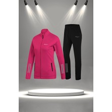 Poseidon Storm Büyük Beden Kadın Fuşya  Supra Penye Kumaş Rahat Yürüyüş ve Koşu Sporcu Seti  (4XL-10XL)