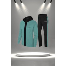 Poseidon Storm Büyük Beden Kadın Su Yeşili  Supra Penye Kumaş Kumaş Fit Kalıp Koşu Seti  (4XL-10XL)