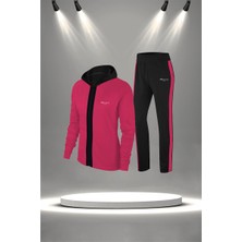 Poseidon Storm Büyük Beden Kadın Fuşya  Supra Penye Kumaş Her Mevsim Yürüyüş Koşu Eşofman Seti  (4XL-10XL)