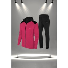 Poseidon Storm Büyük Beden Kadın Fuşya Supra Penye Kumaş Nefes Alabilen Kumaş Şık Eşofman Takımı (4XL-10XL)