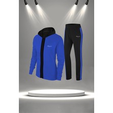 Poseidon Storm Oversize Kadın Mavi Supra Penye Kumaş Özel Tasarım Eşofman Takımı  (4XL-10XL)