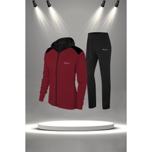 Poseidon Storm Büyük Beden Kadın Bordo Supra Penye Kumaş  Özel Tasarım Eşofman Takımı  (4XL-10XL)